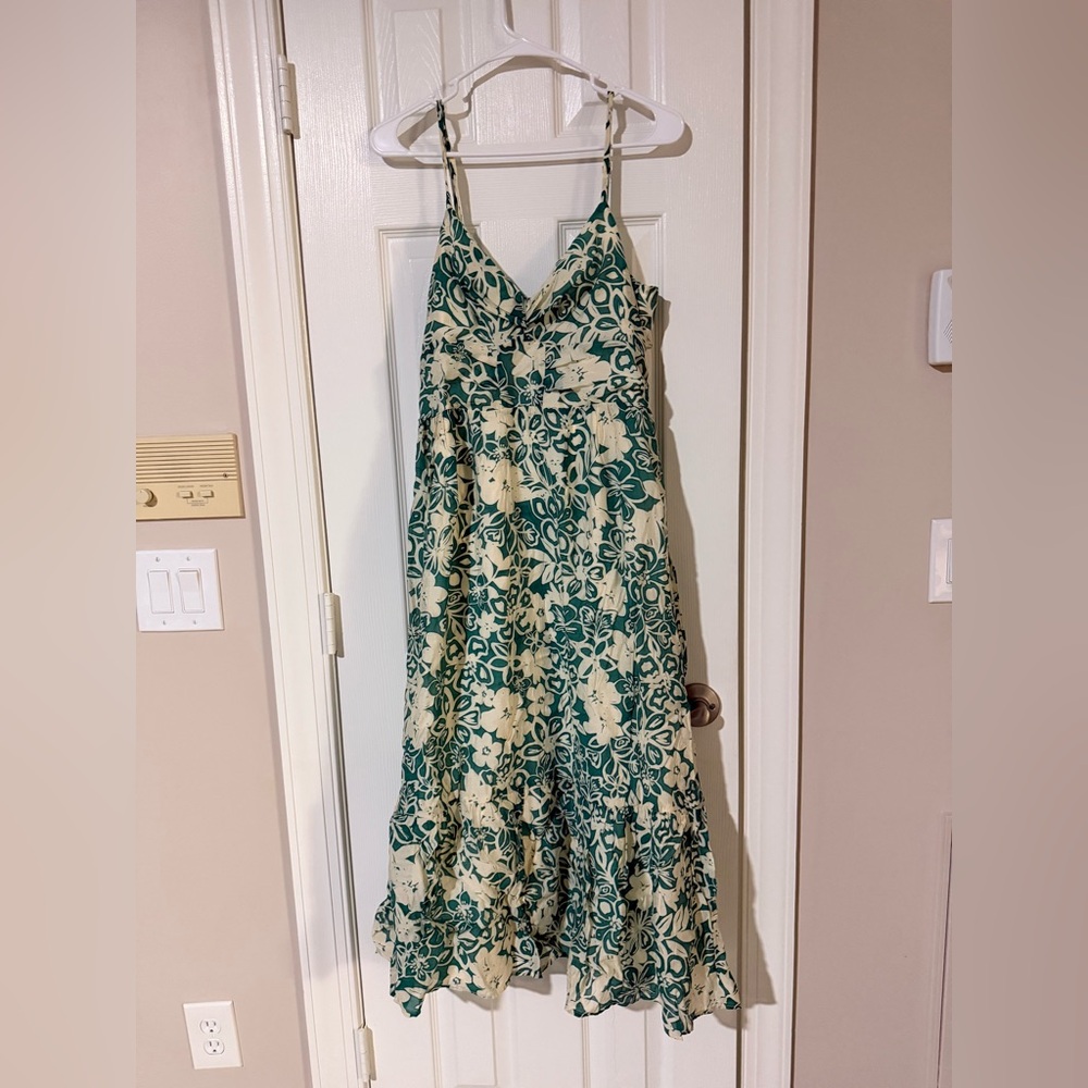 Lulu's Green and Cream Floral Maxi Dress